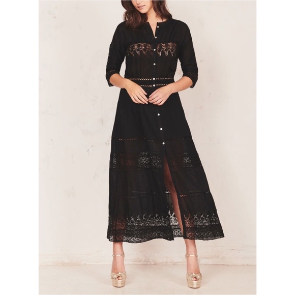 LoveShackFancy Beth Lace Maxi Dress in Black Eyelet - Picture 5 of 16